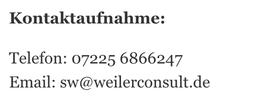 Kontaktinformationen Weiler Consult GmbH