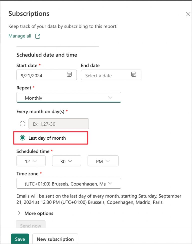 Automatisches monatliches Abonnement für Power BI Reports zum Monatsende endlich möglich